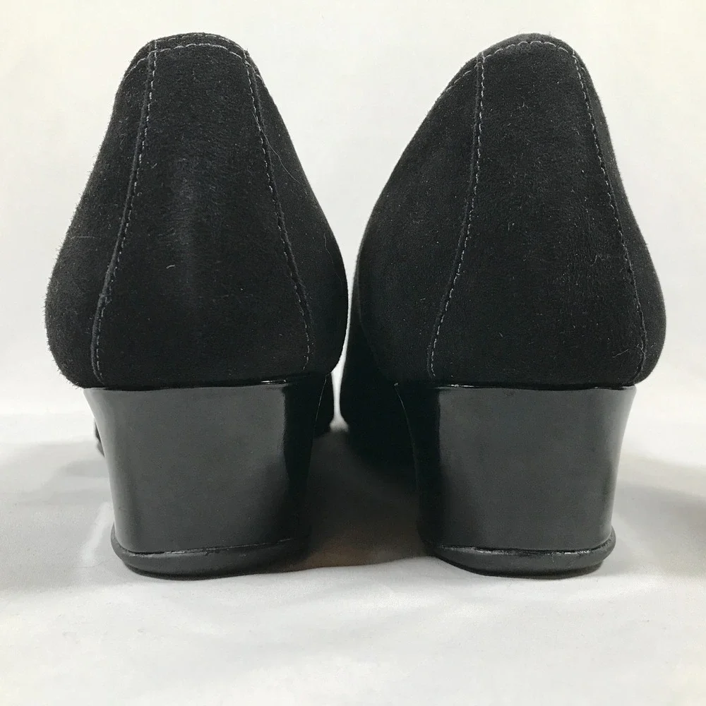 Soft Spots Black Cushion Slip On Wedge Heel Shoes Womens US 11W EU 42 UK 9‎ NWOT